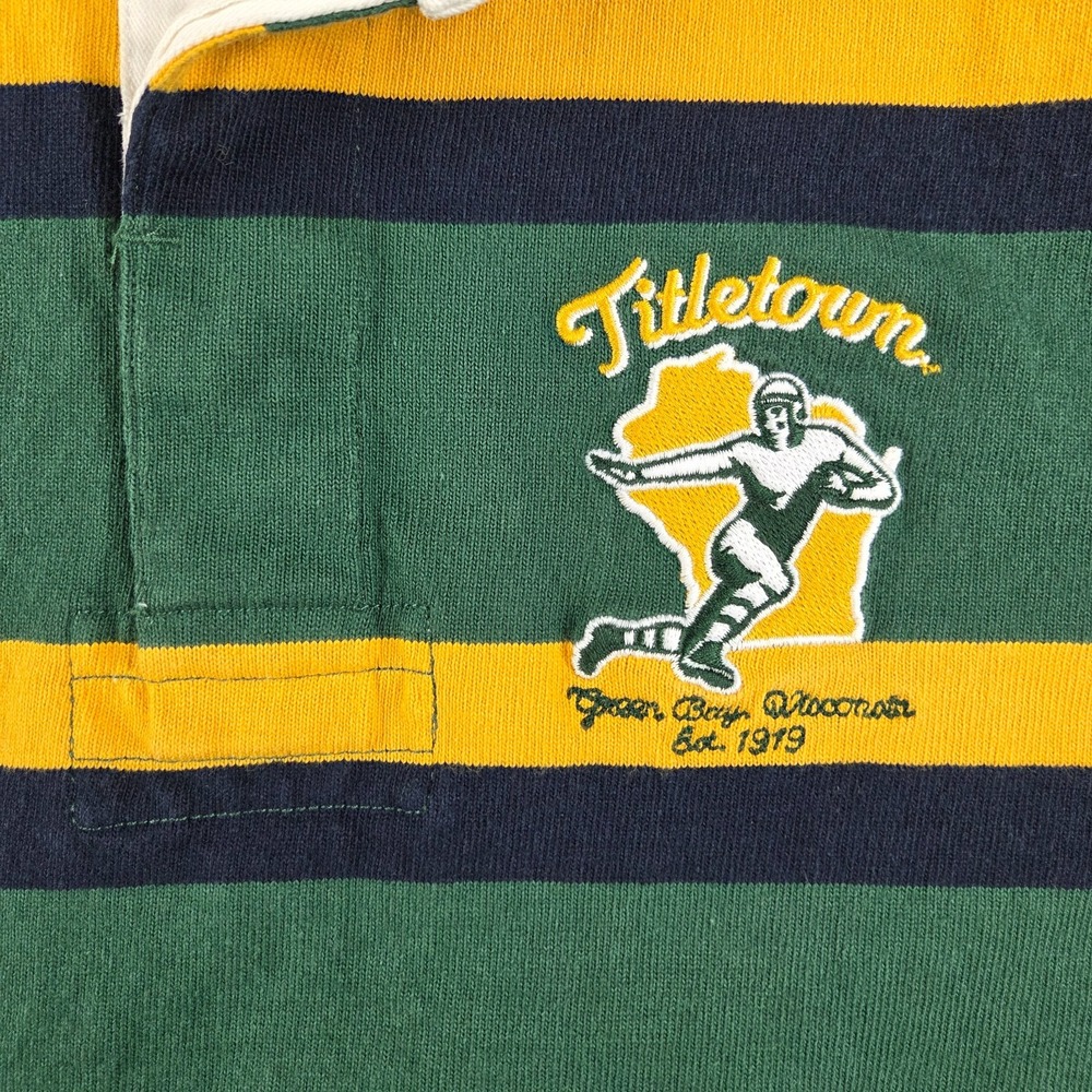 Green Bay Packers Rugby Shirt Mens Small Green Titletown Lands End NFL Polo - Picture 2 of 8
